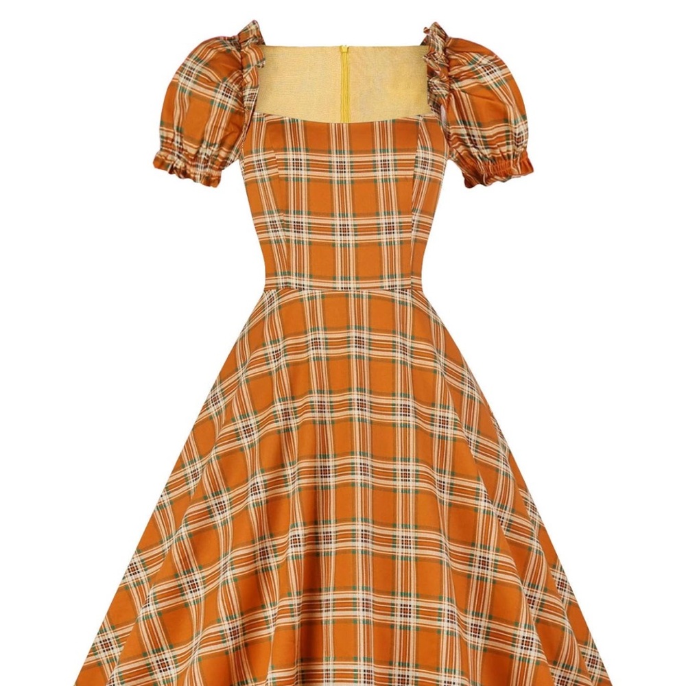 Hanpceirs Women's Puff Short Sleeve 1950s Dress Square Neck Aline Dress